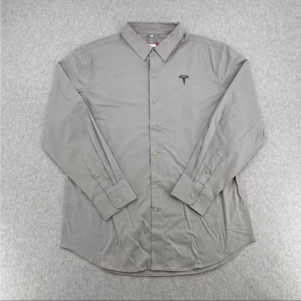 Tesla Gray Men's Shirt Button Up Blouse Uniform Size Large NWT